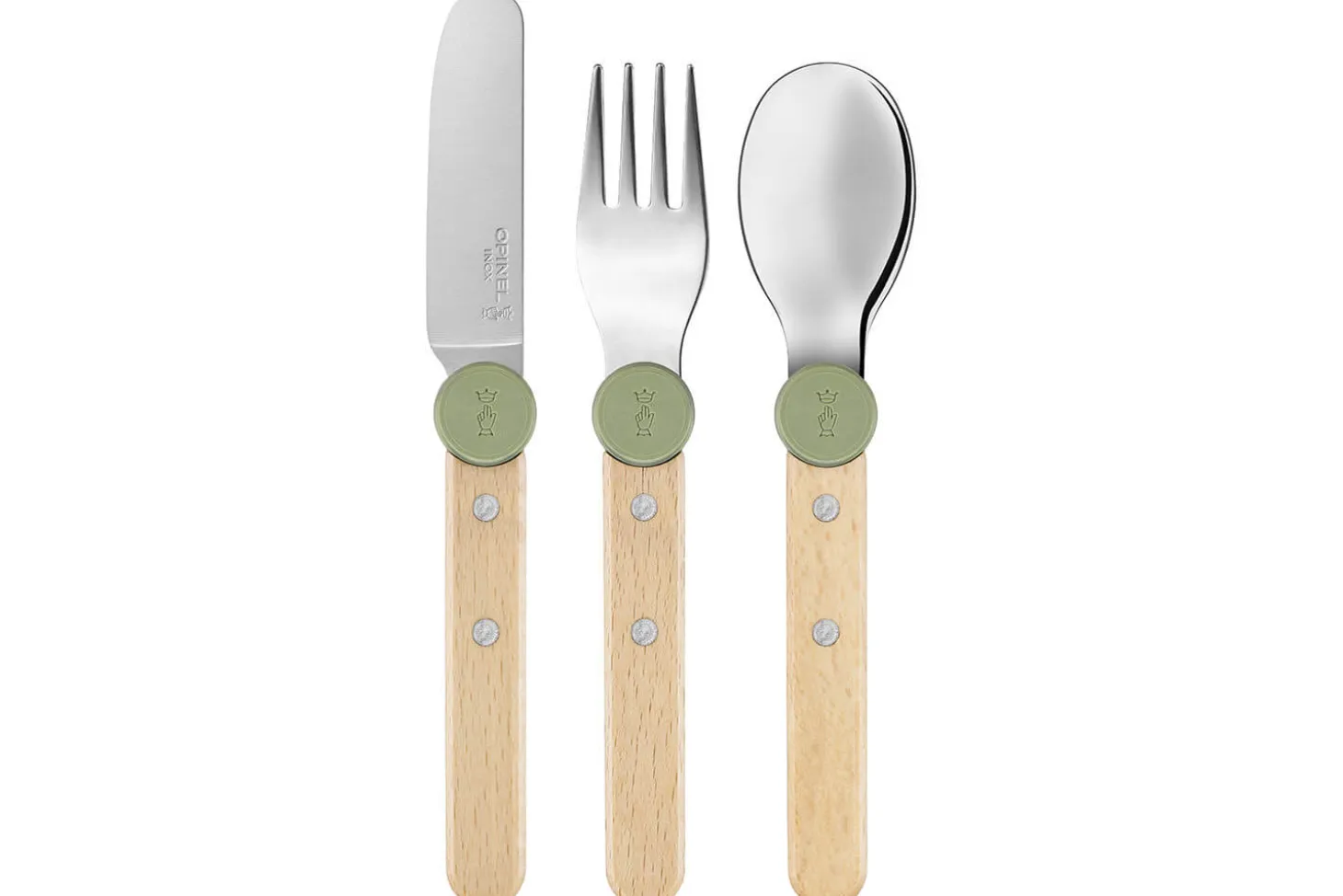 Set de couverts pour enfants Opinel Le Petit Gourmet coloris olive