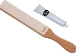 Set de cuir à rasoir KAI + crème de polissage pour aiguisage de finition