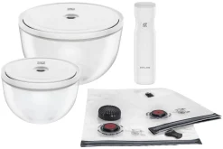 Set de démarrage Zwilling Fresh & Save 9 pièces 1 pompe à vide + 2 bols en verre M/L + 4 sacs S/M