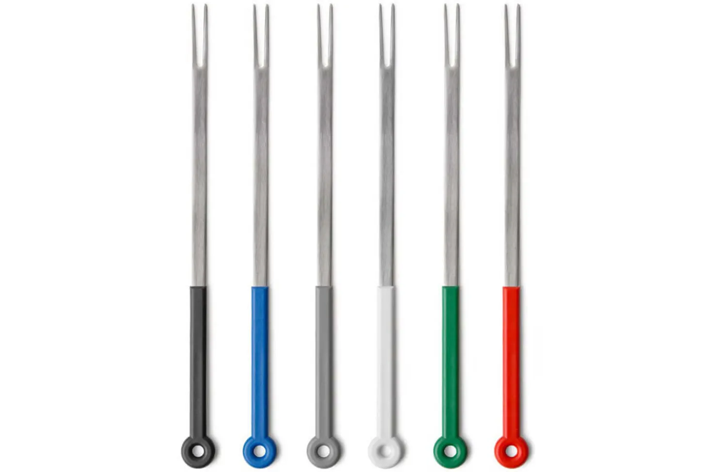 Set de 6 fourchettes à fondue Mono ring manches colorés