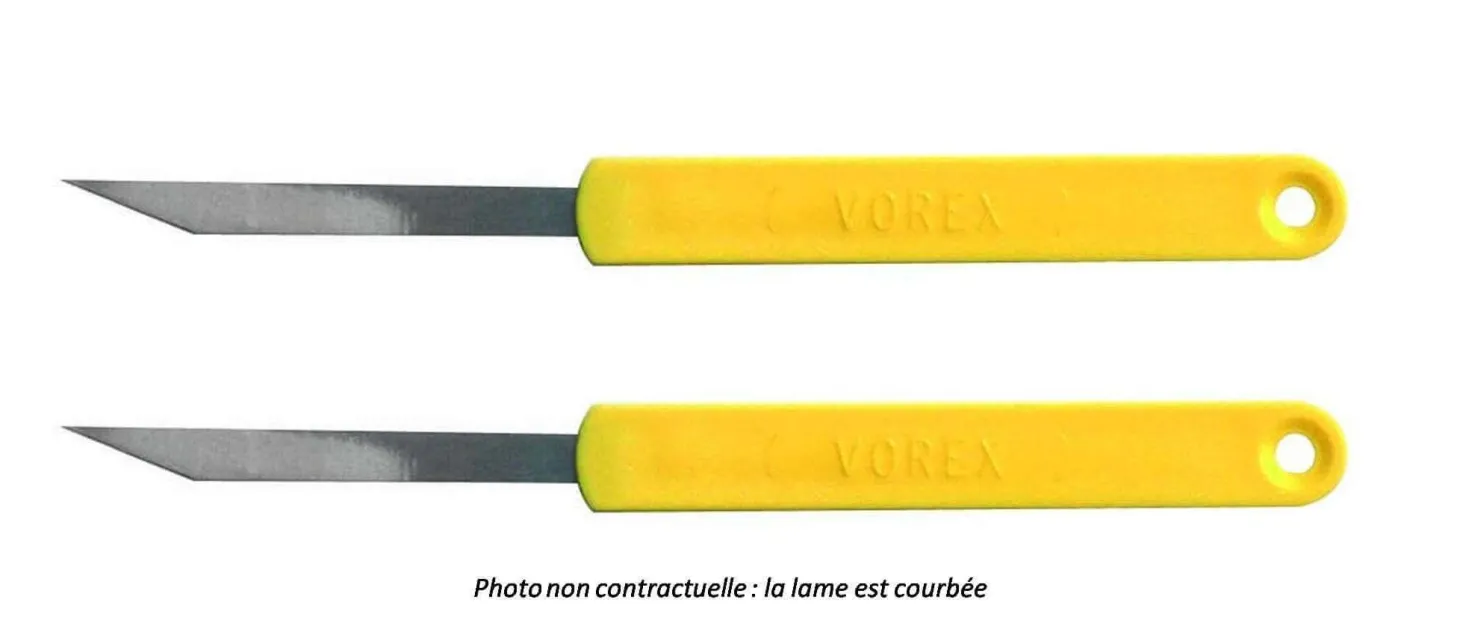 Set de 2 lames de boulanger inox courbe manche jaune