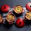 Set de 4 mini cocottes rondes en céramique Le Creuset 10cm Cerise