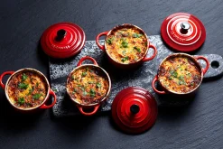 Set de 4 mini cocottes rondes en céramique Le Creuset 10cm Cerise