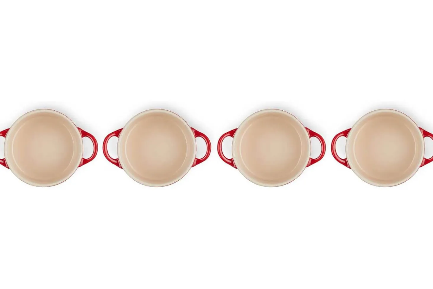 Set de 4 mini cocottes rondes en céramique Le Creuset 10cm Cerise
