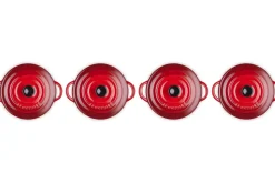 Set de 4 mini cocottes rondes en céramique Le Creuset 10cm Cerise