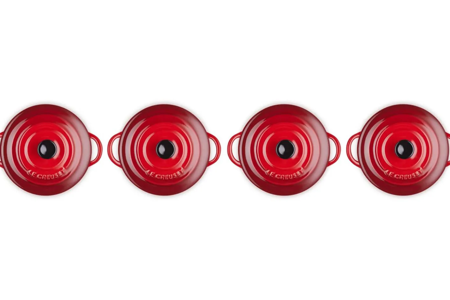 Set de 4 mini cocottes rondes en céramique Le Creuset 10cm Cerise