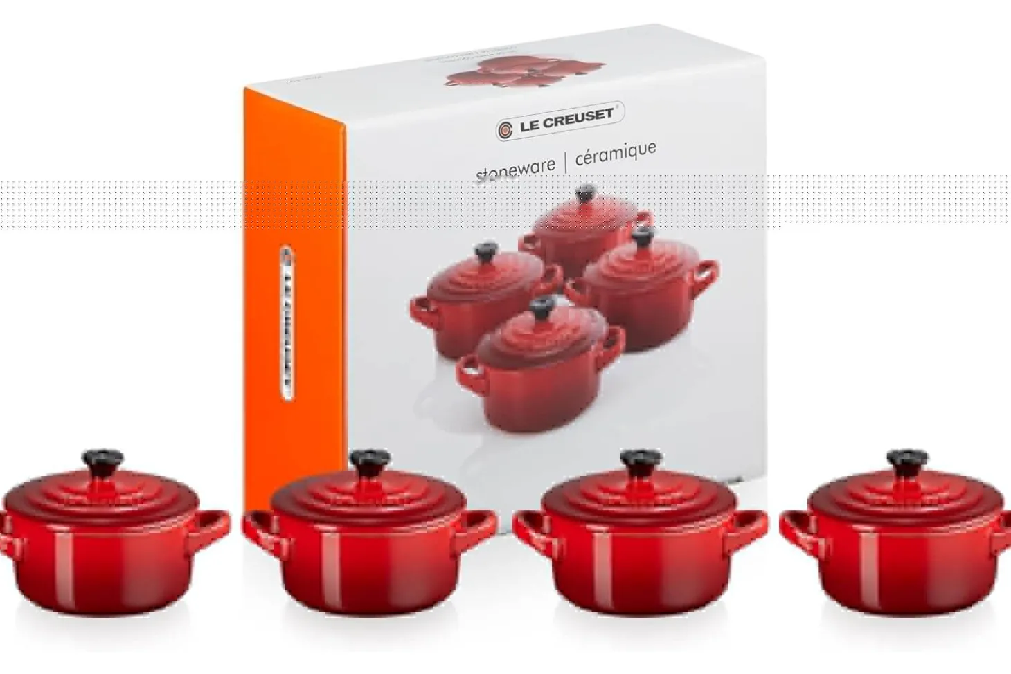 Set de 4 mini cocottes rondes en céramique Le Creuset 10cm Cerise