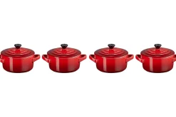 Set de 4 mini cocottes rondes en céramique Le Creuset 10cm Cerise