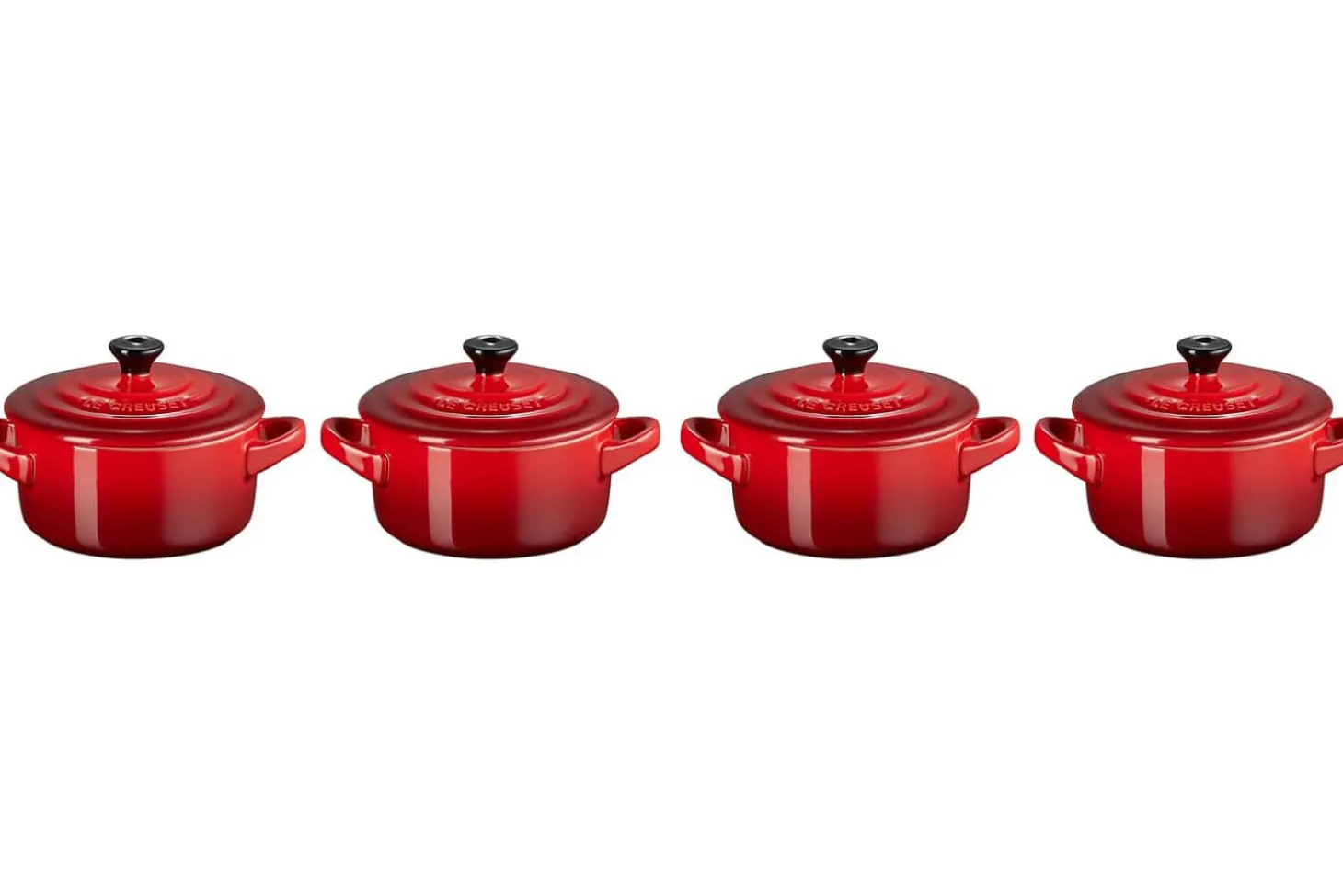 Set de 4 mini cocottes rondes en céramique Le Creuset 10cm Cerise
