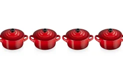 Set de 4 mini cocottes rondes en céramique Le Creuset 10cm Cerise