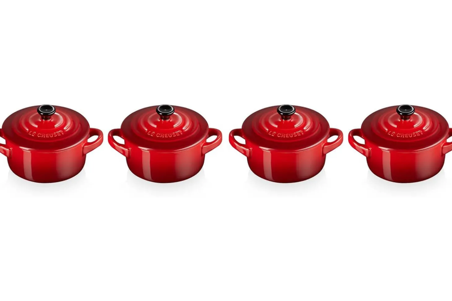 Set de 4 mini cocottes rondes en céramique Le Creuset 10cm Cerise