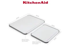 Set de 2 planches à découper anti-glisse Kitchen Aid réversibles en PP blanc