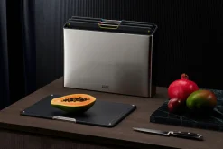 Set de 4 planches à découper Joseph Joseph Folio Steel + étui en acier