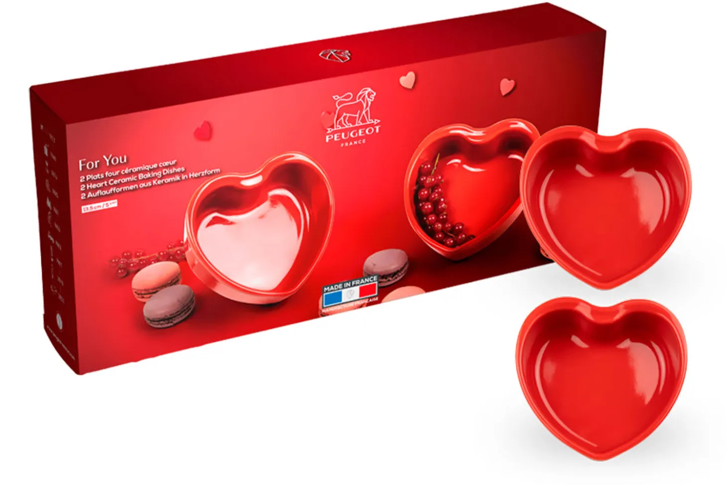 Set de 2 plats four Peugeot Appolia For You cœur rouge en céramique 13.5cm