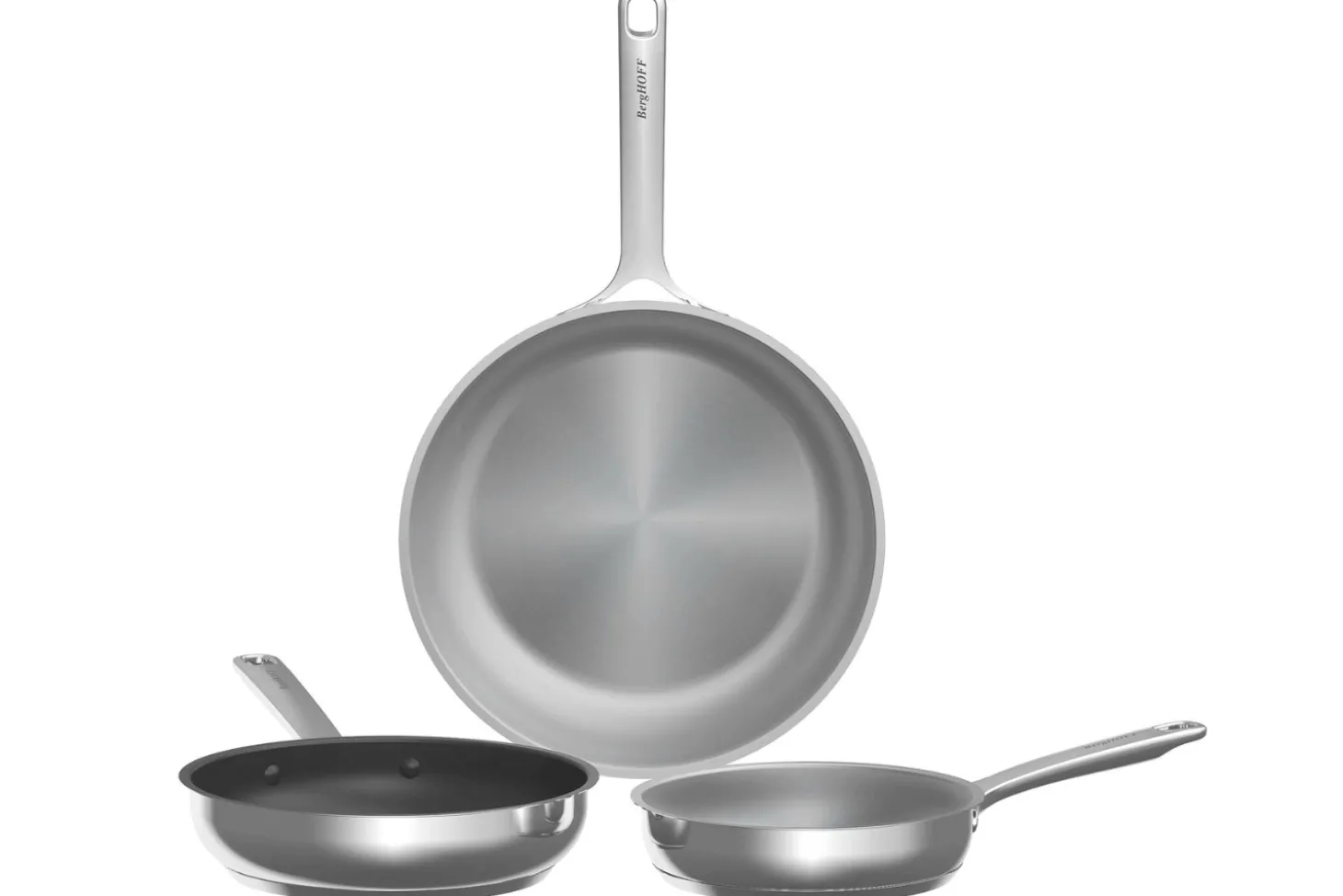 Set de 3 poêles à frire Berghoff DiNA Helix en acier inoxydable recyclé