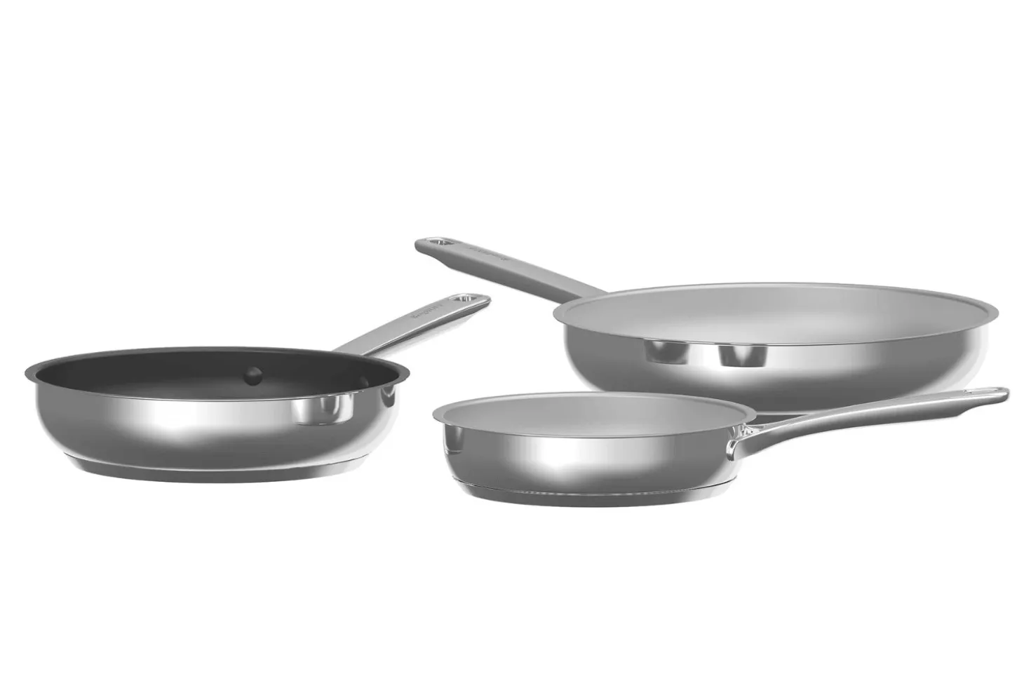 Set de 3 poêles à frire Berghoff DiNA Helix en acier inoxydable recyclé