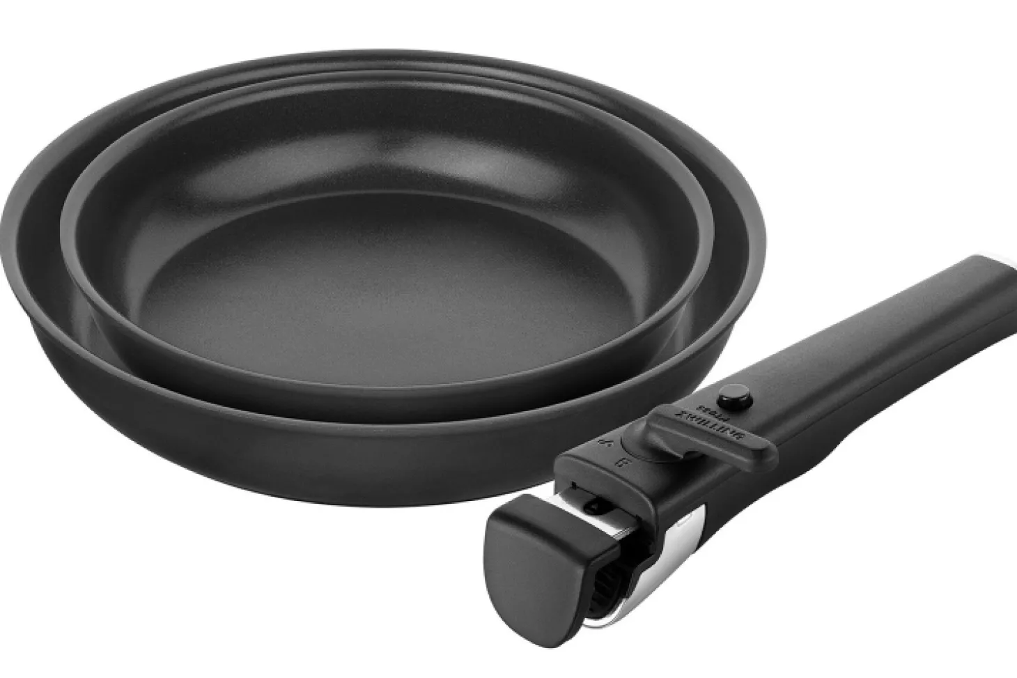 Set de 2 poêles Zwilling Unlock Ceraforme® Titanium en aluminium 24 et 28cm + 1 poignée amovible