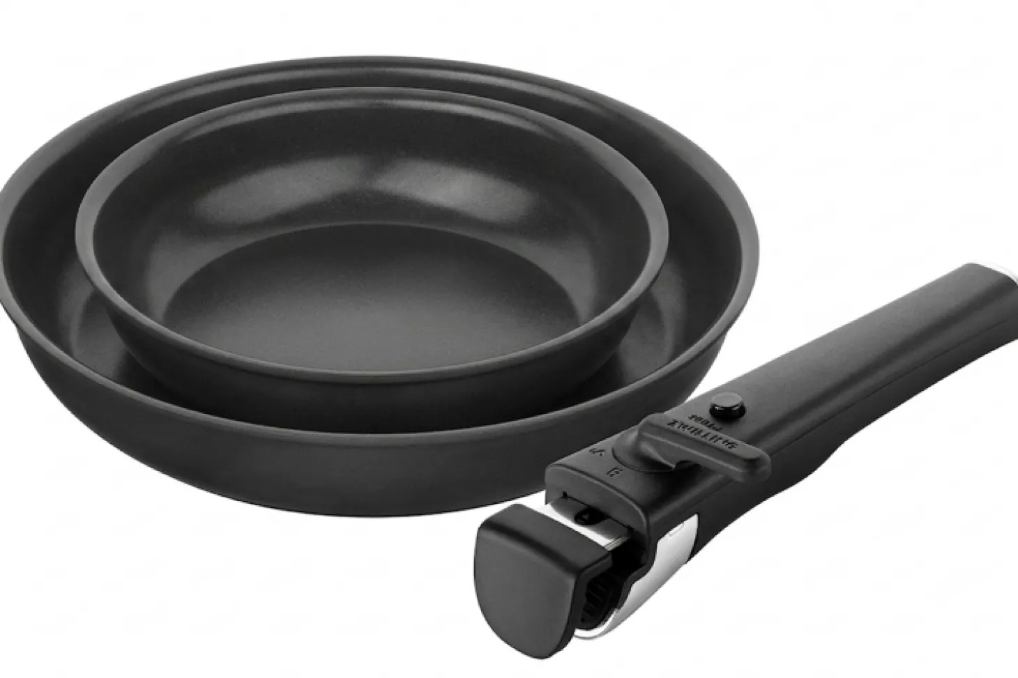 Set de 2 poêles Zwilling Unlock Ceraforme® Titanium en aluminium 20 et 28cm + 1 poignée amovible