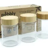 Set de 3 pots en verre Pebbly avec couvercle à vis en bambou - 75ml