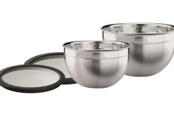 Set de 2 saladiers Rösle en acier inoxydable avec 2 couvercles fraîcheur