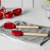 Set de 2 spatules Kitchen Aid en bois de bouleau et silicone rouge