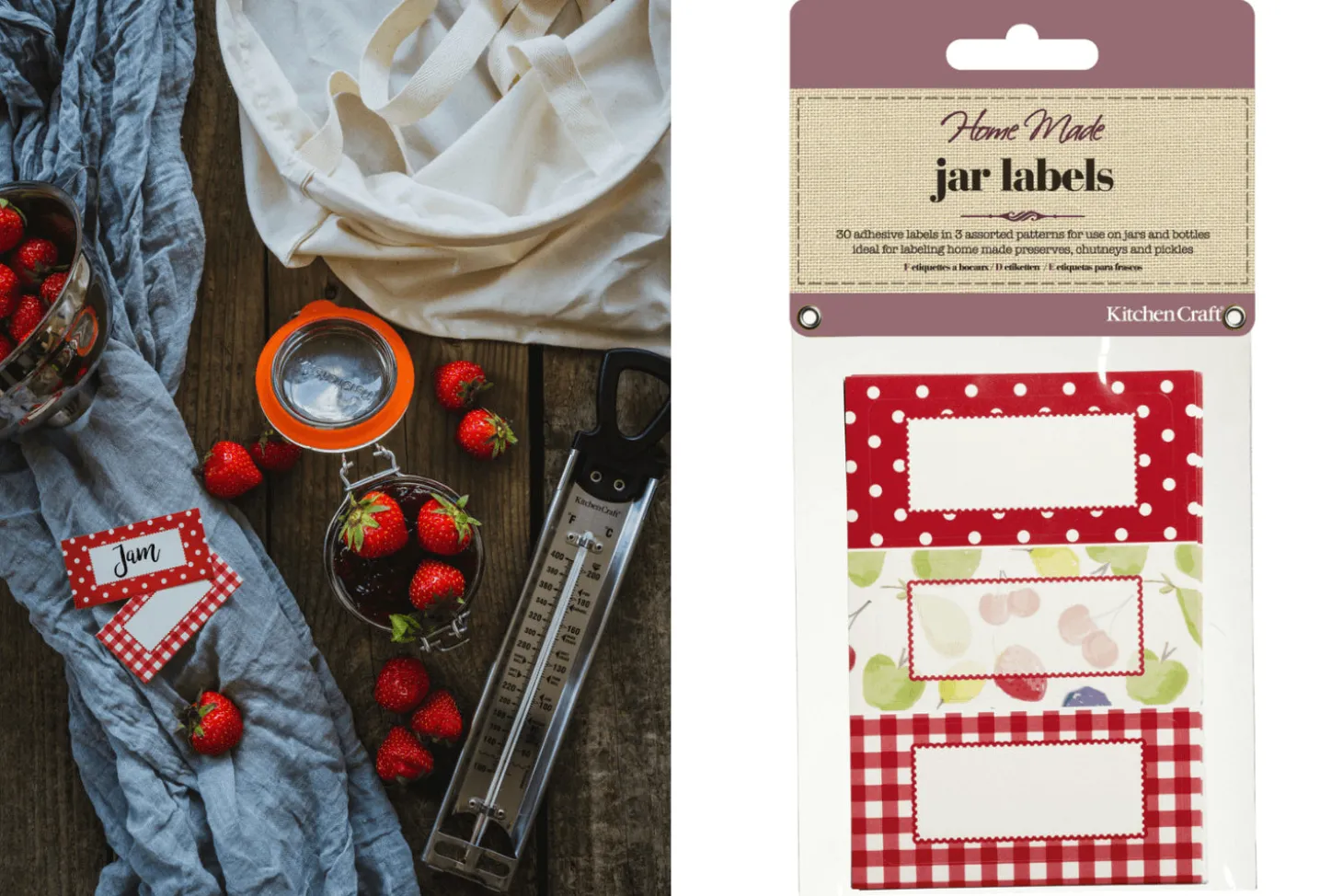 Set de 30 étiquettes de pots à confiture KitchenCraft Home Made Orchard 3 motifs