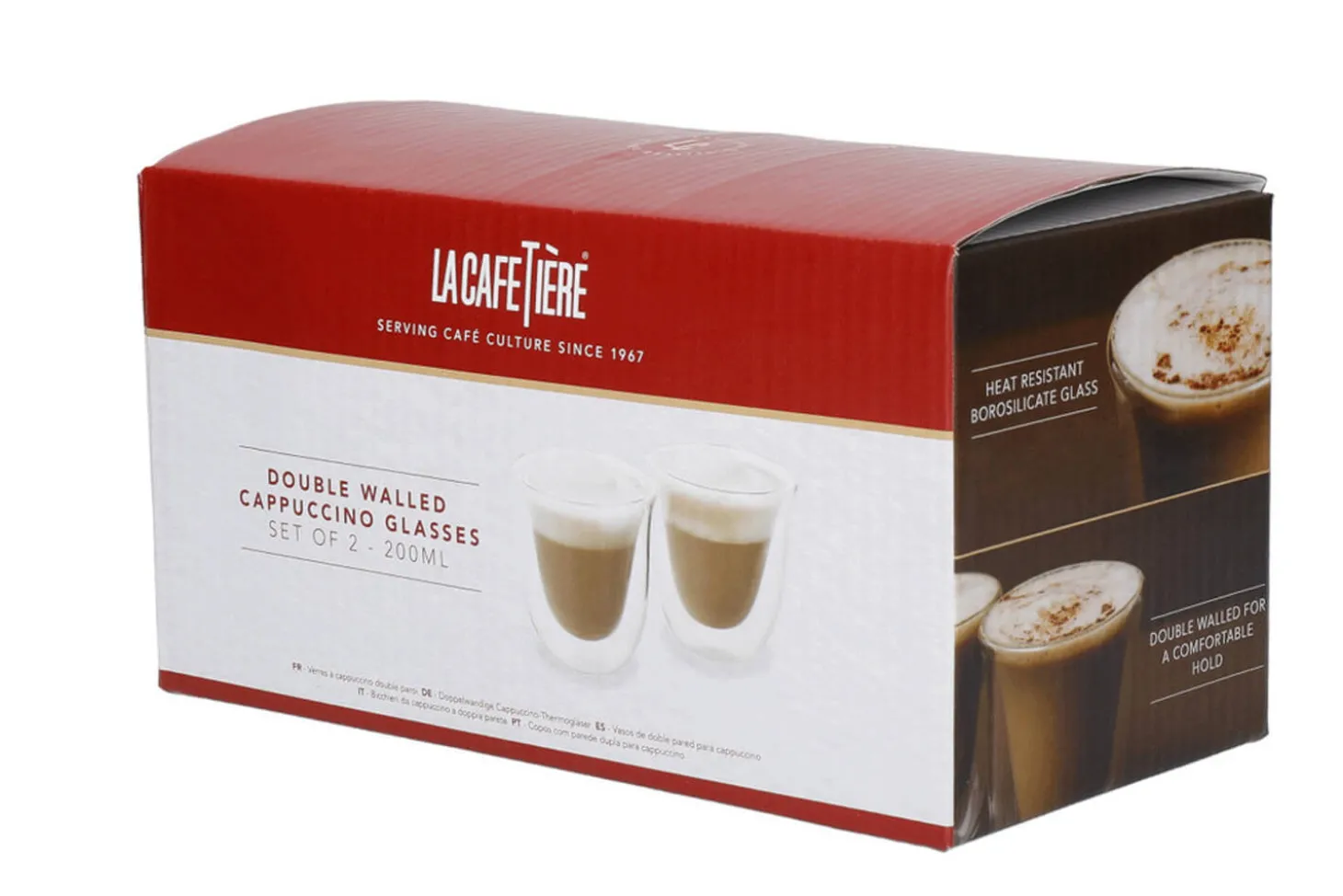 Set de 2 verres à cappuccino La Cafetière Jack en verre borosilicate double paroi 200ml