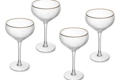 Set de 4 verres à coupe Mikasa Sorrento en cristal pur avec bord doré 350ml