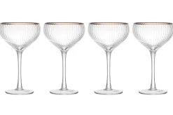 Set de 4 verres à coupe Mikasa Sorrento en cristal pur avec bord doré 350ml