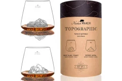 Set de 2 verres à spiritueux Alaskan Maker Topographic Everest & Mont Blanc en verre cristallin