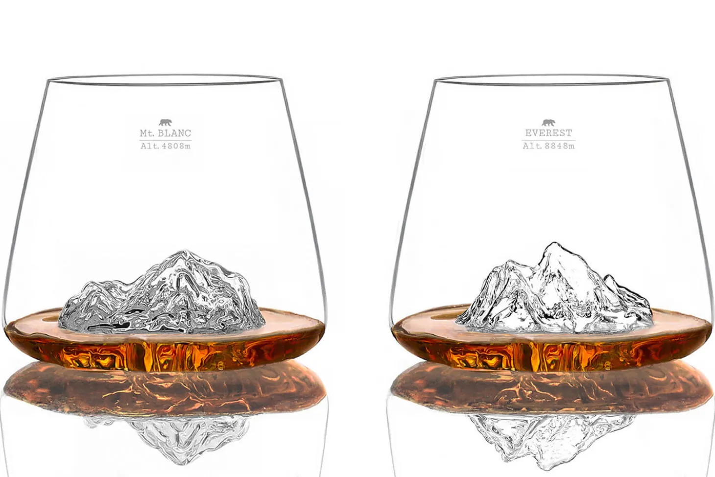 Set de 2 verres à spiritueux Alaskan Maker Topographic Everest & Mont Blanc en verre cristallin