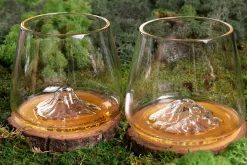Set de 2 verres à spiritueux Alaskan Maker Topographic Mont Fuji & Denali en verre cristallin
