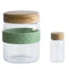 Set déjeuner nomade Pebbly 2 bocaux en verre avec couvercle bambou + 1 bande silicone
