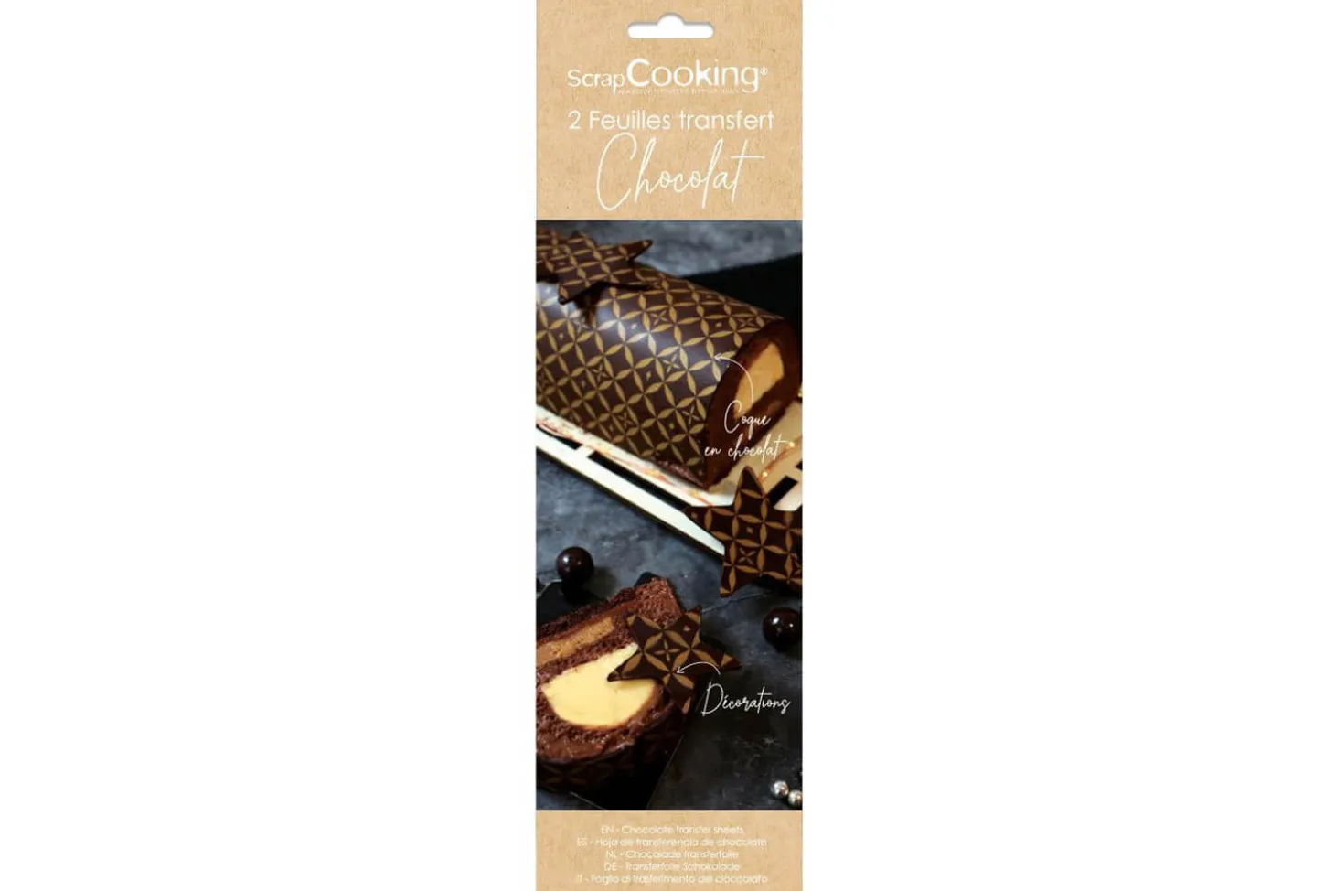 Set 2 feuilles transfert Scrapcooking Couture pour chocolat et bûche