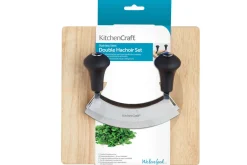 Set hachoir berceuse double lame inox + planche en bois Kitchen Craft