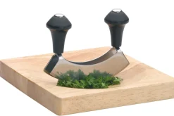Set hachoir berceuse double lame inox + planche en bois Kitchen Craft