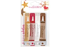 Set 4 icings stylos Scrapcooking - Or, choco, blanc, rouge 4X20g