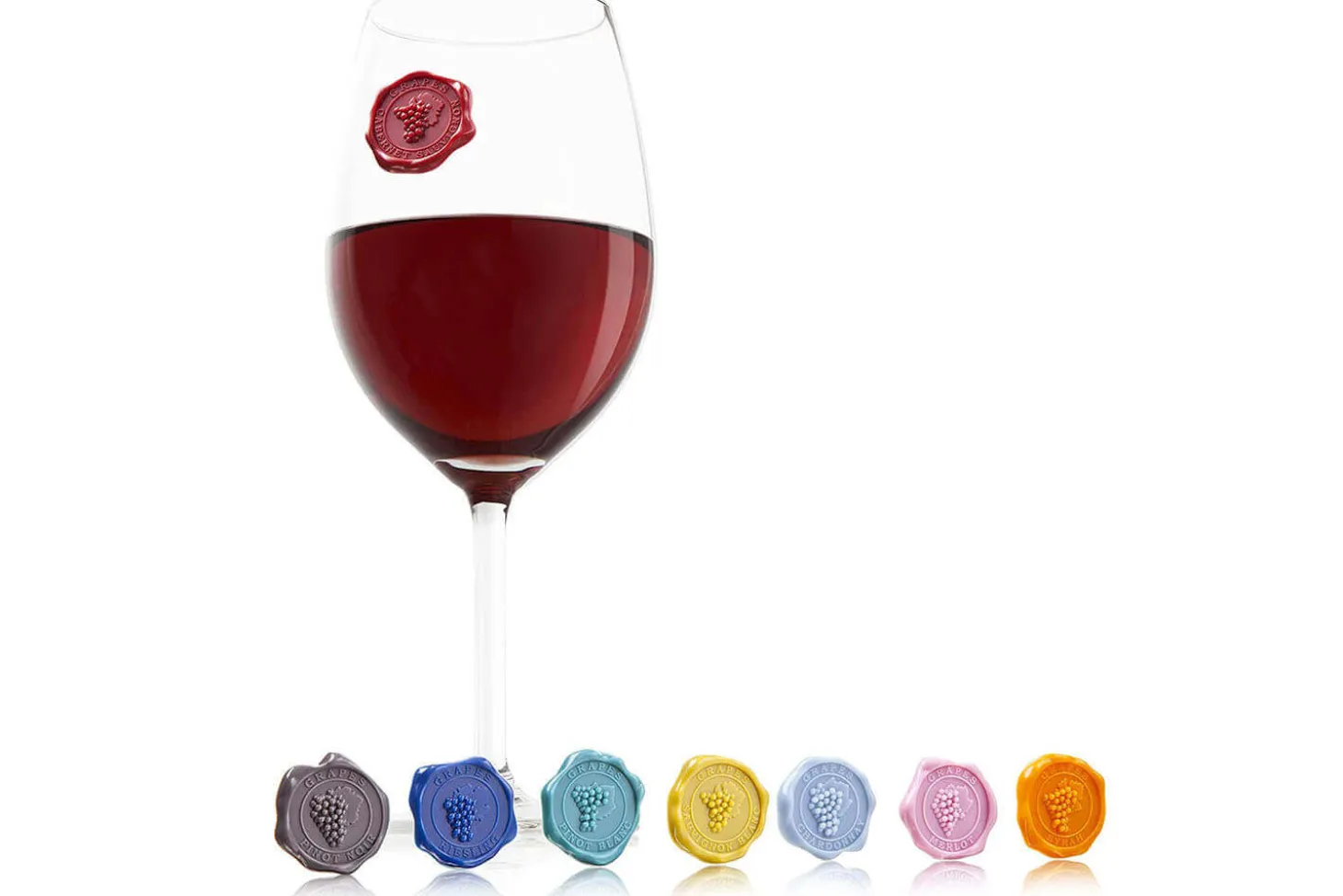 Set 8 marque-verres Vacu Vin Cépages