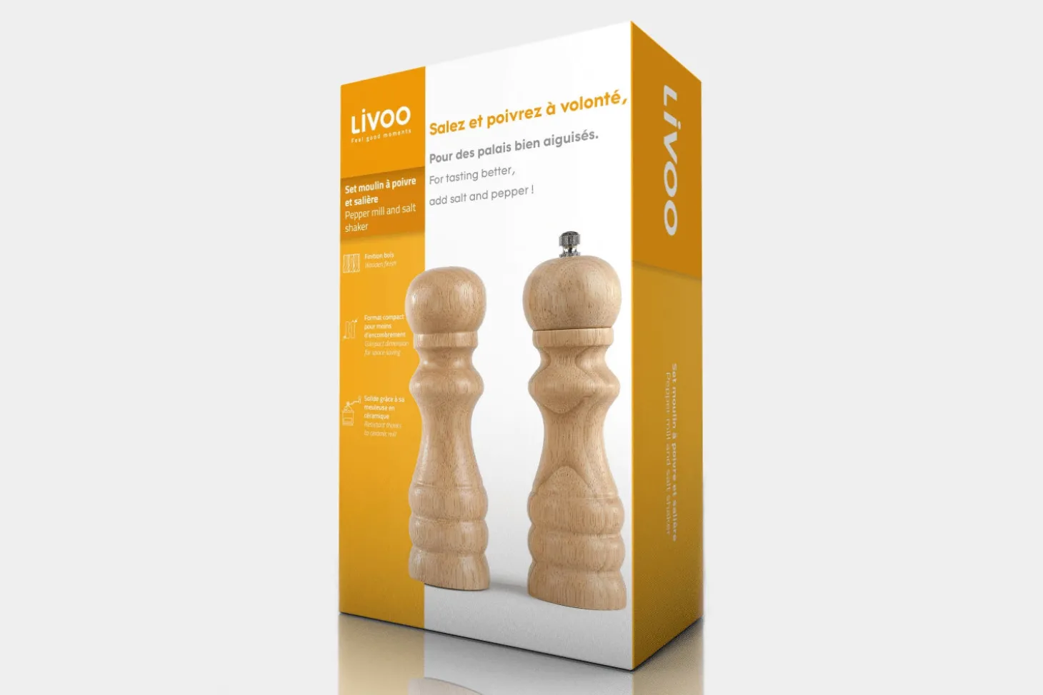 Set moulin à poivre et salière Livoo bois