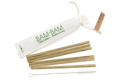 Set 6 pailles en bambou Cookut Bam-Bam + brosse de nettoyage et sac de rangement