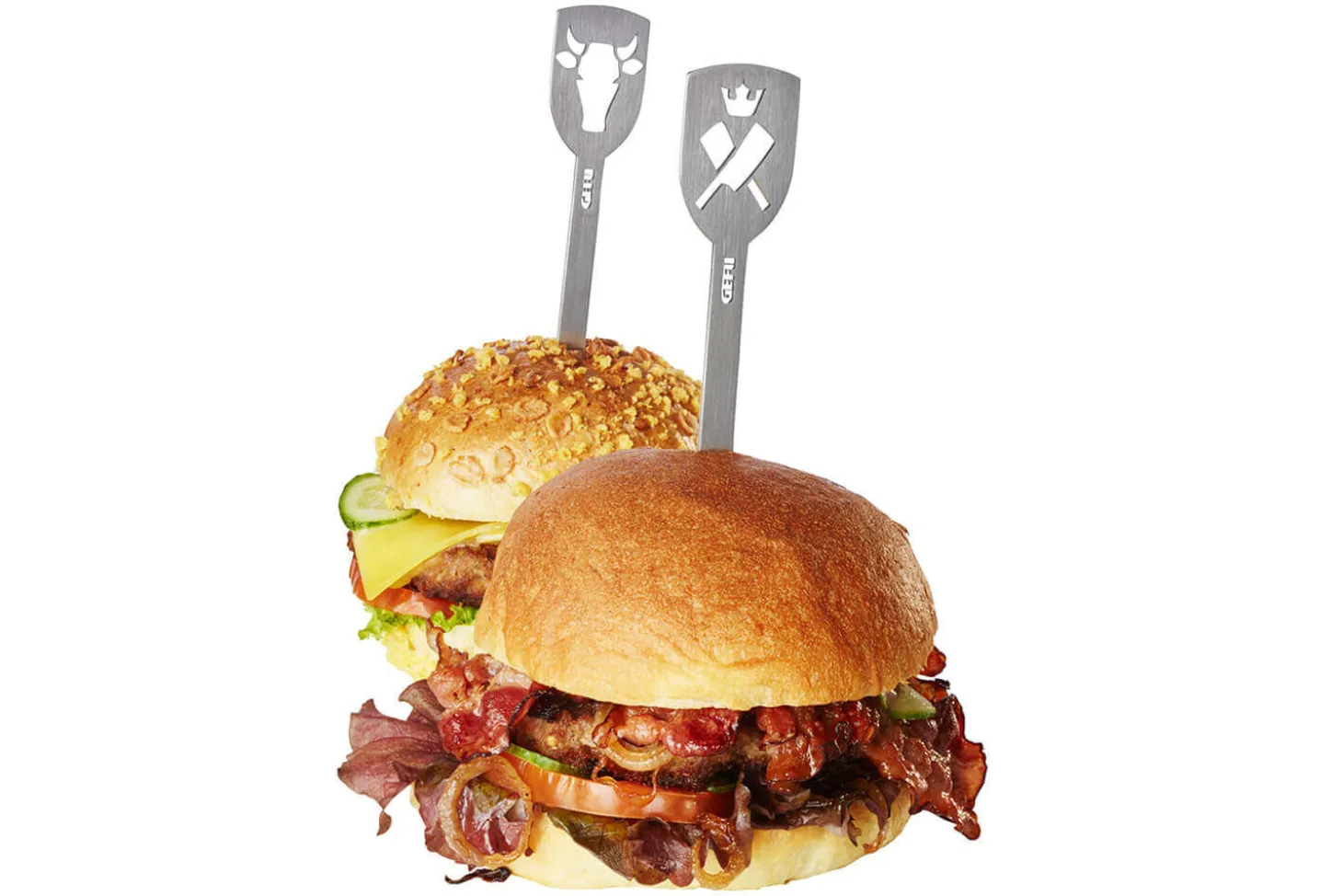Set 2 Pics à burgers Gefu Torro motif taureau et couperet