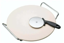 Set pierre à pizza Kichencraft World of Flavours avec roulette à pizza - 32cm