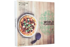 Set pierre à pizza Kichencraft World of Flavours avec roulette à pizza - 32cm