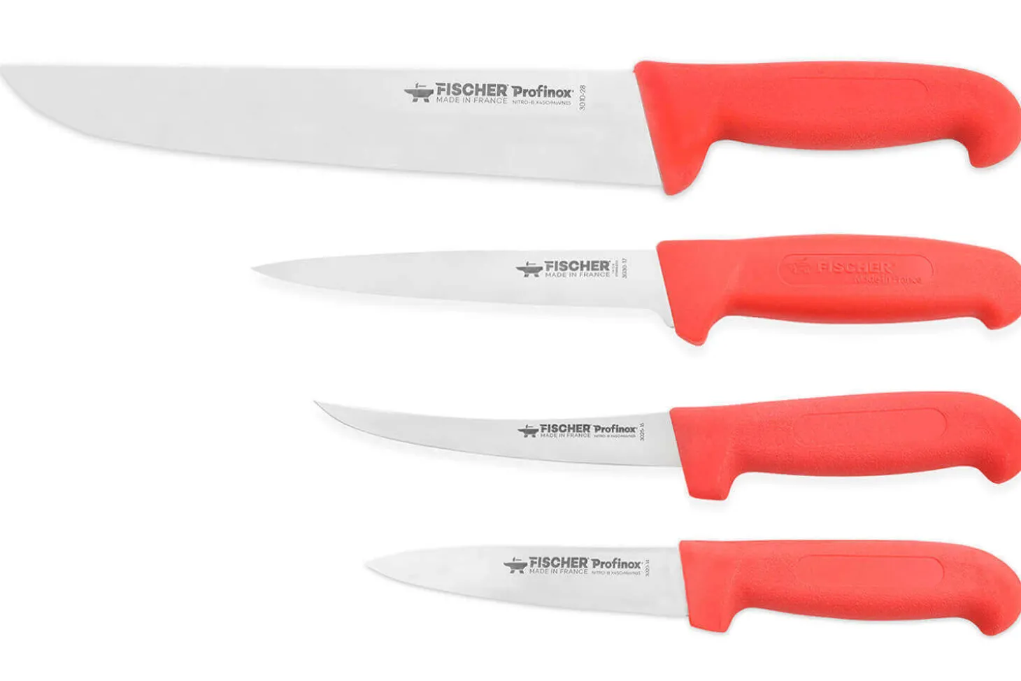 Set professionnel Fischer Profinox 4 couteaux acier inox spécial bouchers