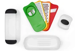 Set 2 râpes + 1 éminceur + 1 spiralizer avec récupérateur OXO
