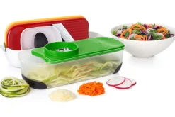 Set 2 râpes + 1 éminceur + 1 spiralizer avec récupérateur OXO