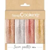 Set Scrapcooking 4 Sucres Pailletés Mix or, or rose, argent, rubis - 76g