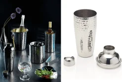 Shaker Cobbler à cocktail Barcraft en acier inoxydable martelé 700ml