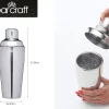 Shaker à cocktails BarCraft à double paroi en acier inox 500ml
