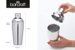 Shaker à cocktails BarCraft à double paroi en acier inox 500ml